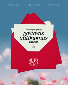 a red envelope with the words gostoosas autonomas written on it