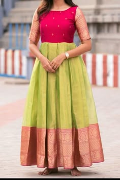 Pattu Long Frocks For Women, Liquid Organza, Long Frocks For Women, Frock Designs For Women, Long Frocks Designs, Frock Models, Simple Long Dress, Long Skirt And Top