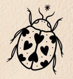 a drawing of a lady bug with hearts on it