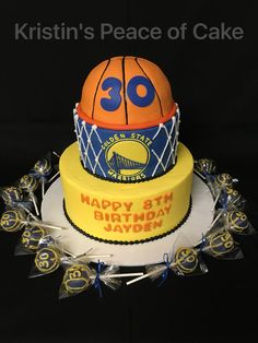 a birthday cake with a basketball on top