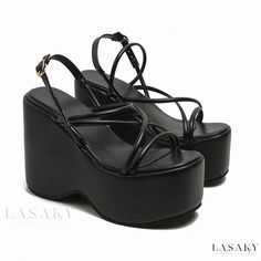 Lasaky - Sensational Waterproof Sandal Choice Chao Garden, Chunky Platform Sandals, Women Platform Sandals, Black Shoe, High Heel Wedges, Faux Leather Heels, Platform Wedge Sandals, Casual Black, Thick Heels