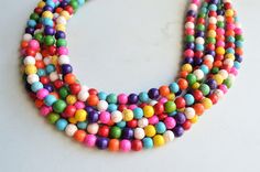 "Bright and colorful statement necklace made with magnesite beads. - Shortest strand is 18.5-20.5\" long - 6 strands - more are listed - Stainless steel lobster claw clasp - Lead free pewter connector - 2\" stainless steel extender chain - 8mm beads All DLD jewelry comes in a silver jewelry box for gift giving. We use the highest quality findings to ensure a piece that will last for years to come. DLD jewelry comes with a lifetime guarantee. Dana LeBlanc Designs- Handmade Jewelry" Colorful Statement Necklace, Oyster Turquoise, Pave Necklace, Silver Jewelry Box, Necklace Colorful, Wrist Jewelry, Gold Statement Necklace, Necklace Chunky, Colourful Necklace