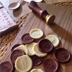 some waxed chocolates are sitting on a table