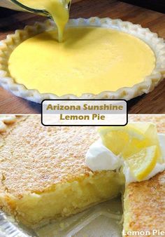 the lemon pie is ready to be cut into slices and put in the pie pan