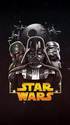 the star wars movie poster is shown with two helmets on it's head and one helmet