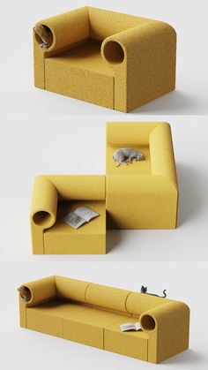 Modular Aisle Sofa Doubles as Play Tunnel Addressing Your Cat’s Curiosity Modular Furniture Design, Modular Sofa Design, Play Tunnel, Modular Chair, Soft Furniture, Enjoy The Moment, Modern Sofa Designs