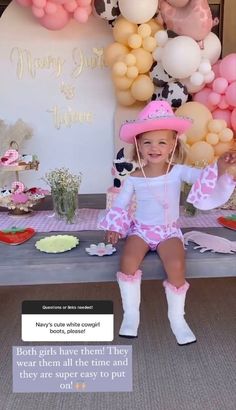 Cowgirl 3rd Birthday Party, 1st Rodeo Birthday Party Girl, Holy Cow Im One Birthday Girl, First Rodeo Birthday Party Girl, Barn Birthday Party, 1st Rodeo, Cow Birthday Parties, 2nd Birthday Party For Girl