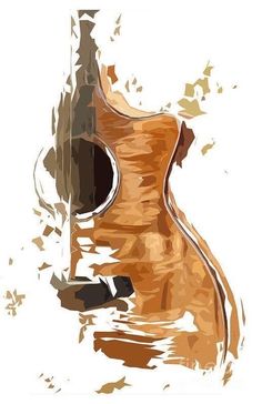 an abstract painting of a guitar