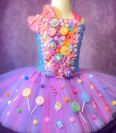 a dress made out of candy and lollipops