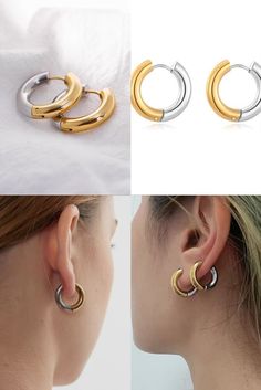 $19 on sale! These earrings are so cool. Various sizes to choose from :) Check out at Huge Tomato Jewelry Chunky Earrings, Silver Hoops, Silver Hoop Earrings, Silver Gold, Silver Earrings, On Sale, Hoop Earrings