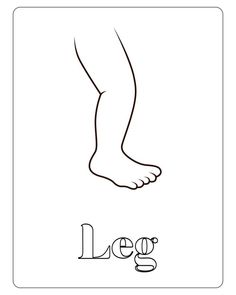 the legs and feet of a person are shown in this coloring page with words that read leg