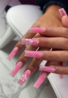 Cute Acyrilics Nails, Summer Hot Nails, Valentine Days Nail, Acrylic Nail Designs Y2k, Easy Acrylic Nail Ideas, Cute Baddie Nails Acrylic, Pink Nails With French Tip, Medium Long Nails Ideas, Pink Valentines Day Nails Acrylic