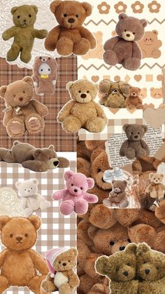 there are many different teddy bears together