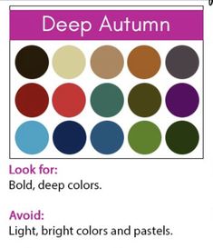 the color chart for deep autumn