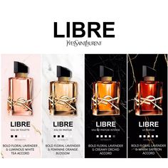 The first parfum in the Libre collection, Libre Le Parfum is the most concentrated and longest-lasting perfume in the collection. An olfactive tribute to the spicy Fleurs de Feu praised by Mr. Saint Laurent himself. A burning blend turning up the temperature and twisting the iconic Libre scent with a spicy and warm take. Top Notes: fresh lavender.Middle Notes: orange blossom.Base Notes: rare warm saffron accord. Ysl Parfum, Saint Laurent Libre, Koleksi Parfum, Ysl Perfume, Feminine Perfume, Floral Perfume, Fragrances Perfume Woman, Perfume Floral, Vanilla Perfume