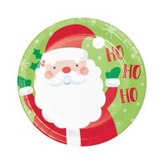 a paper plate with a santa clause on it