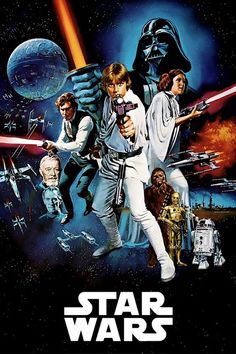 star wars movie poster with characters