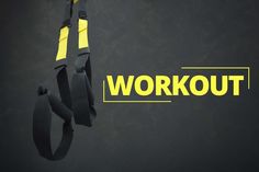 a pair of black and yellow straps with the words workout on it in front of a dark background