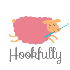 a pink sheep with a green stick in its mouth and the words hooffully above it