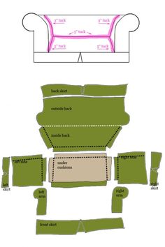 the diagram shows how to make a sofa out of cardboard and cut it into pieces