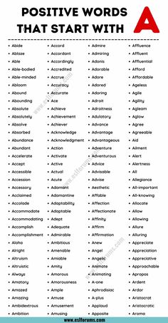 190+ Positive Words that Start with A with Example Sentences Writing Introductions, Study Smarter, Essay Writer, English Language Teaching