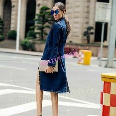 Womens Retro Overcoat Long Slim Fit Trench Denim Jacket Jean Sigle breasted coat | eBay Chic Single-breasted Long Sleeve Denim Jacket, Chic Long Sleeve Single Breasted Denim Jacket, Chic Long Sleeve Single-breasted Denim Jacket, Chic Collared Denim Jacket, Chic Long Sleeve Summer Denim Jacket, Chic Denim Jacket With Button Closure, Chic Long Sleeve Denim Jacket With Button Closure, Chic Long Sleeve Denim Jacket With Buttons, Trendy Long Sleeve Denim Workwear Dress