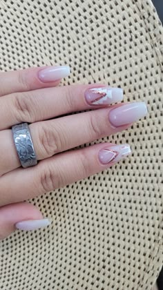 Western Nails Aztec Style French fade Neutral Simple Aztec Nail Designs, Western Theme Nails Simple, Fun Engagement Nails, Western Prom Nails, Western Wedding Nails For Bride, White Western Nails, Western Wedding Nails, Nashville Nails Country, Simple Country Nails