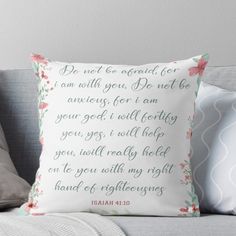 a pillow with the bible verse on it