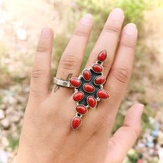 Long Red Coral Ring, 925 Sterling Silver Ring, Handmade Gemstone Ring, Statement Designer Ring, Boho Ring, Ring for Women, Gift for Her Product: Ring Main Gemstone : Red Coral Ring Head Size : 63x33 mm Stone Size : 5x8 mm Ring Size : Adjustable The Ring has an adjustable band that can adjusted from US size 5 to US size 11 We Are Manufacturers of All Kind of Jewelry For Bulk Purchase Kindly Contact Me Please Feel Free to Contact me For Any Query To go back to my shop, click here: https://www.etsy.com/shop/ADORNCRAFTSTORE?ref=seller-platform-mcnav FEEDBACK: Positive feedback is greatly appreciated, and we will do the same in return. If you are unhappy for any reason, please do not leave Negative or Neutral Feedback and allow us the opportunity to resolve any issue(s). We are very fair and ea Christms Gifts, Red Coral Ring, Ring Birthstone, Coral Ring, 925 Silver Ring, Long Red, Boho Ring, Ring Gemstone, Red Coral