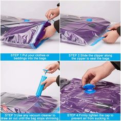 instructions for how to fold a plastic bag