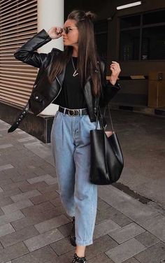 Mode Inspo, 가을 패션, Looks Style, Mode Inspiration, Inspired Outfits, Looks Vintage, Winter Fashion Outfits, Outfits Casuales, Black Jacket