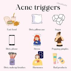 Acne Triggers, Tips For Acne, Skincare For Acne, Acne Tips, Good Skincare, Skincare Acne, Acne Skincare, Acne Skincare Routine