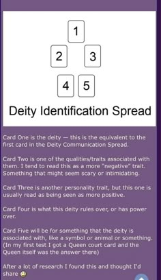 a purple card with four squares and numbers on it