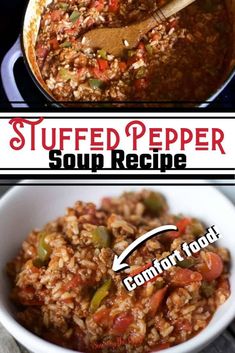 this is an image of stuffed pepper soup recipe