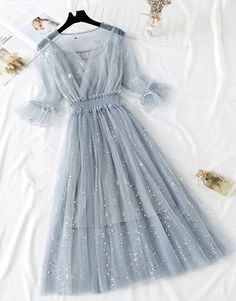 A line two pieces tulle dress with sequins Fabric: tulle Color: light blue, pink, champagne, blue, black Size(cm): S, M, L, XL S length 110cm bust 94cm sleeve length 37cm M length 111cm bust 98cm sleeve length 38cm L length 112cm bust 102cm sleeve length 39cm XL length 113cm bust 106cm sleeve length 40cm Tulle Short Dress, Long Skirt Suits, Lace Mesh Dress, French Dress, Dress With Sequins, Midi Dress Style, Dress Cake, Lace Midi Dress, Mesh Dress