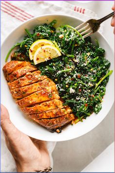 Asado Chicken breasts and Sautéed Garlic Spinach – A delightfully pan-seared chicken breast served on garlicky sauteed spinach. Juicy and flavorful, this chicken Asado recipe with spinach is … Chicken Breast Healthy, Chicken Asado Recipe, Asado Chicken, Chicken Asado, Asado Recipe, Garlic Spinach, Ground Chicken Recipes, Healthy Chicken Breast, Cook Chicken