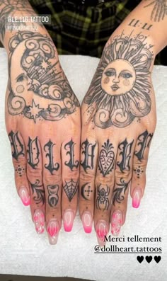 a person with tattoos on their hands