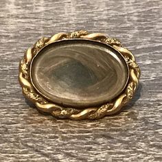 Antique Victorian Era Low Carat Yellow Gold Frame Brown Hair Mourning Pin/Brooch 1 1/4" Wide Victorian Era, Antique Victorian, Pin Brooch, Gold Yellow, Brown Gold, Gold Frame, Brown Hair, Brooch Pin, Brooches