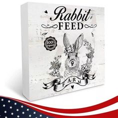 an american flag with the words rabbit feed on it's front and back side