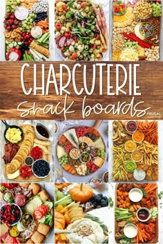 a collage of pictures with different types of food in them and the words charcuterie