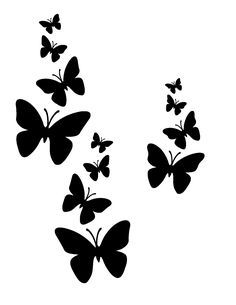 black and white butterflies flying in the air with blue border, on a white background