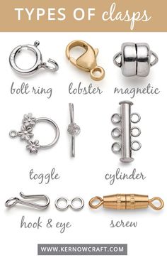 different types of clasps with text overlay