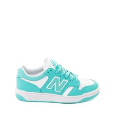 New Balance 480 Athletic Shoe - Big Kid - Airy Teal / White New Balance 480, Pf Flyers, Shoe Size Chart Kids, Athletic Shoe, Athletic Apparel, Big Kid, Stylish Sneakers, White Style, Basketball Shoes