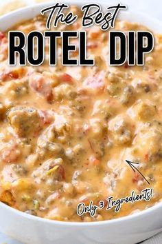 the best rotel dip recipe in a white bowl