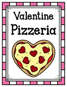 a valentine's day card with a heart - shaped pizza on it and the words,