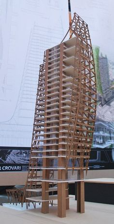 a model of a wooden structure on display