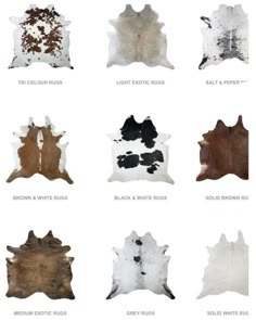 different types of cowhides are shown in this screenshoter's view