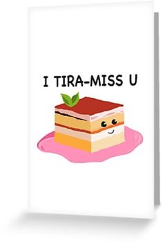 a piece of cake with the words i tia - miss u on it greeting card