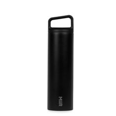 thermos bottle in black is shown on a white background