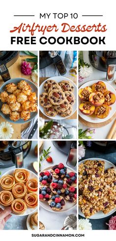 the top 10 autumn desserts and free cookbook is featured in this photo collage